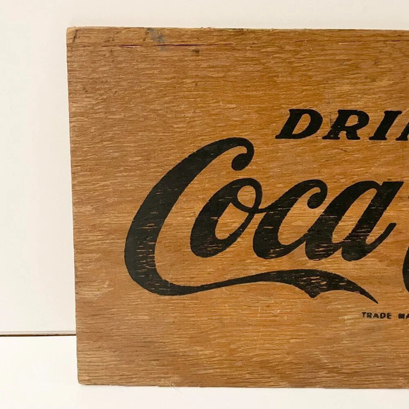 Coca Cola Plywood Advertisement Wooden Ad Drink Coke 19.25 x 10  in Sign - Picture 3 of 15